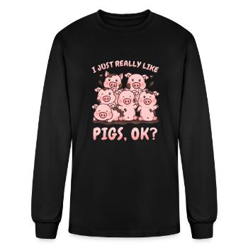 Pig Pigs Pig Lover Rancher - Men's Long Sleeve T-Shirt - black - Front