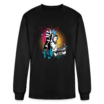 cool street art motif sprayer with ghetto blaster - Men's Long Sleeve T-Shirt - black - Front