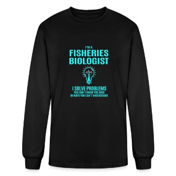 Fisheries Biologist T Shirt - I Solve Problems Gif - Men's Long Sleeve T-Shirt - black - Front