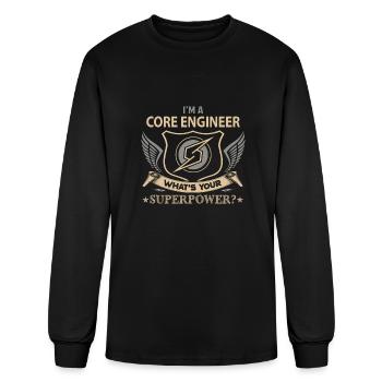 Core Engineer T Shirt - Superpower Job Gift Item T - Men's Long Sleeve T-Shirt - black - Front