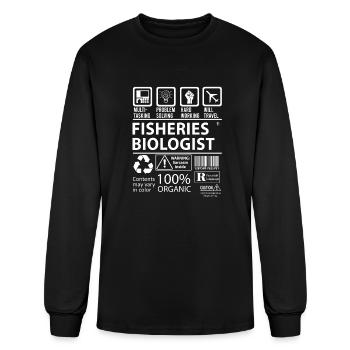 Fisheries Biologist T Shirt - Multitasking Job Gif - Men's Long Sleeve T-Shirt - black - Front