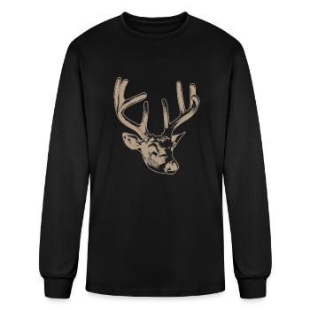 beige deer head - Men's Long Sleeve T-Shirt - black - Front