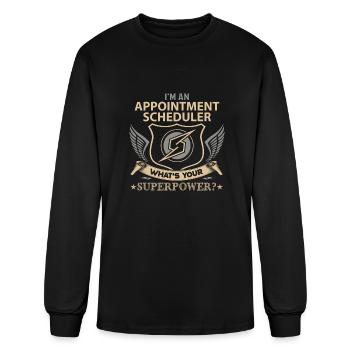 Appointment Scheduler T Shirt - Superpower Job Gif - Men's Long Sleeve T-Shirt - black - Front