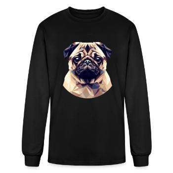 Cute Polygon Pug - Men's Long Sleeve T-Shirt - black - Front