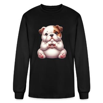 Bulldog Love Heart Hand Sign - Men's Long Sleeve T-Shirt - black - Front