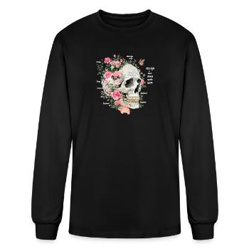 Bloom Again – Floral Skull & Butterfly | Dark Bota - Men's Long Sleeve T-Shirt - black - Front