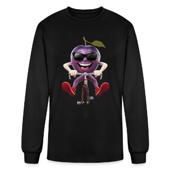 Plum Cycling On Bike Realistic - Men's Long Sleeve T-Shirt - black - Front