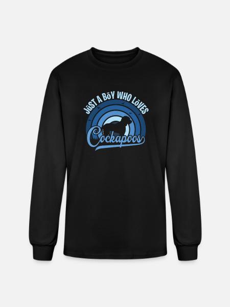 Funy Quote Just A Boy Who Loves A Cockapoos Blue - Men's Long Sleeve T-Shirt - black