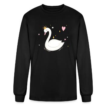 Cute Swan Design - Men's Long Sleeve T-Shirt - black - Front