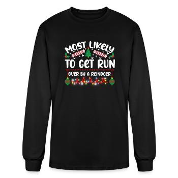 Most Likely To Get Run Over By A Reindeer - Men's Long Sleeve T-Shirt - black - Front
