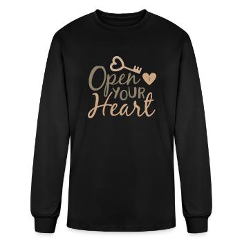 open your heart - Men's Long Sleeve T-Shirt - black - Front