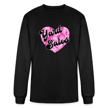 Yard Sales pink camo heart - Men's Long Sleeve T-Shirt - black - Front