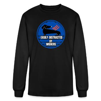 easily distracted by wiener - Men's Long Sleeve T-Shirt - black - Front