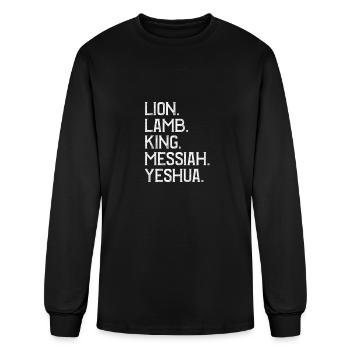 Distressed Lion Lamb King Messiah Yeshua Christian - Men's Long Sleeve T-Shirt - black - Front