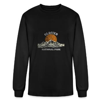 Scène de montagne du parc national des glaciers - T-shirt à manches longues Homme - noir - Devant