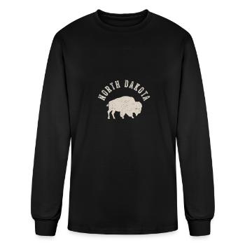 Vintage North Dakota Bison - Men's Long Sleeve T-Shirt - black - Front
