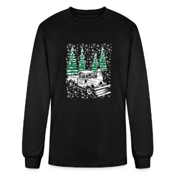 Snow Plow For Hire Snowy Winter Scene Advertising - Men's Long Sleeve T-Shirt - black - Front