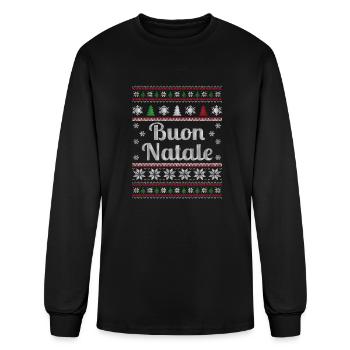 Buon Natale italien modèle de Noël laid - T-shirt à manches longues Homme - noir - Devant
