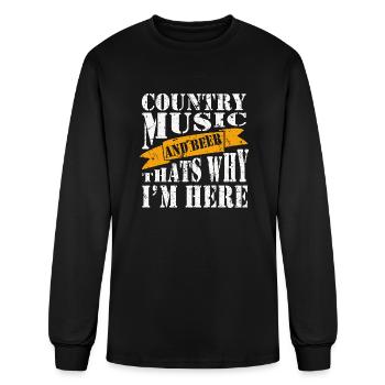 Country Music Line Dance Western Dance - Men's Long Sleeve T-Shirt - black - Front