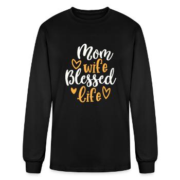 Mom Wife Blessed Life - Men's Long Sleeve T-Shirt - black - Front