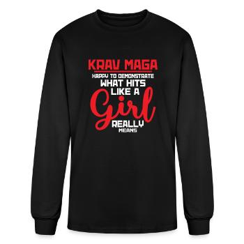 Krav Maga Happy To Demonstrate Training Woman Mart - Men's Long Sleeve T-Shirt - black - Front