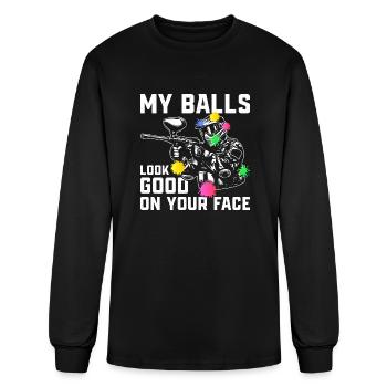 My Balls Look Good On Your Face Paintball Tactical - Men's Long Sleeve T-Shirt - black - Front