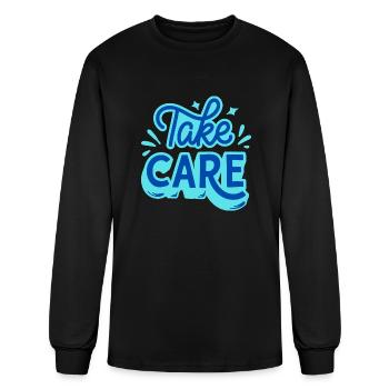 take care - Men's Long Sleeve T-Shirt - black - Front