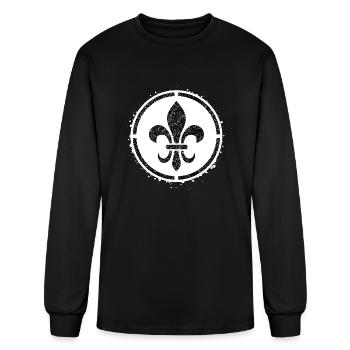 sponge stencil heraldic lilies inside the circle - Men's Long Sleeve T-Shirt - black - Front