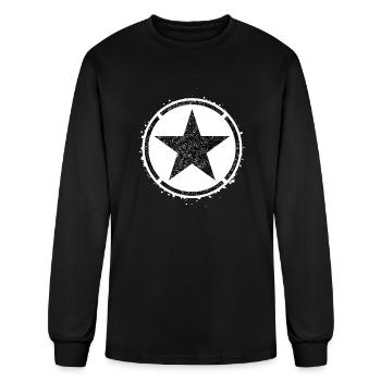 Sponge stencil Star inside circle - Men's Long Sleeve T-Shirt - black - Front