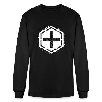 Sponge stencil Cross inside hexagon - Men's Long Sleeve T-Shirt - black - Front
