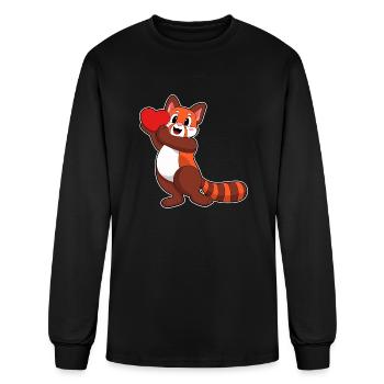 Red Panda At Love With Heart - Men's Long Sleeve T-Shirt - black - Front