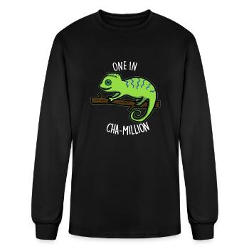 One In Cha Million Cute Chameleon - Men's Long Sleeve T-Shirt - black - Front