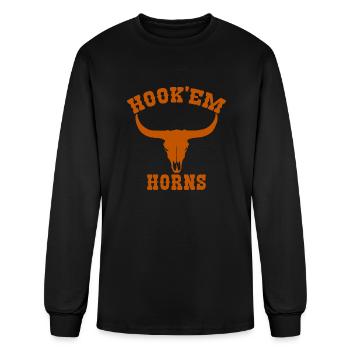 Hook'em Horns State of Texas Bull Head Longhorn - Men's Long Sleeve T-Shirt - black - Front