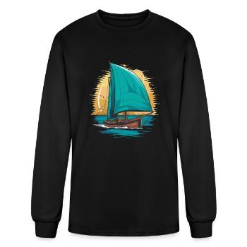 sea boat turquoise - Men's Long Sleeve T-Shirt - black - Front