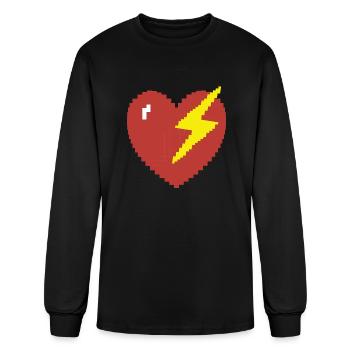 Heart Lightning Pixel Gamer Gift - Men's Long Sleeve T-Shirt - black - Front