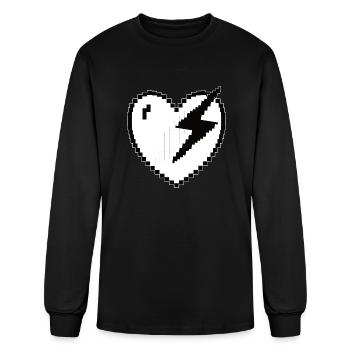 Heart Lightning Pixel Gamer Gift - Men's Long Sleeve T-Shirt - black - Front
