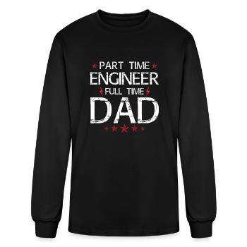 Ingénieur à temps partiel Papa à temps plein T-shirt - T-shirt à manches longues Homme - noir - Devant