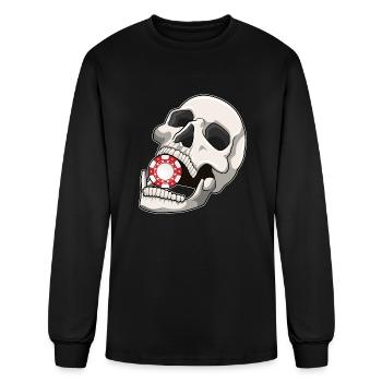 Skull With Poker Chip - Men's Long Sleeve T-Shirt - black - Front