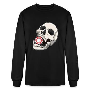 Skull With Poker Chip - Men's Long Sleeve T-Shirt - black - Front