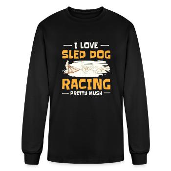 Husky Sledding Sled Dog Racing Alaskan Racers - Men's Long Sleeve T-Shirt - black - Front