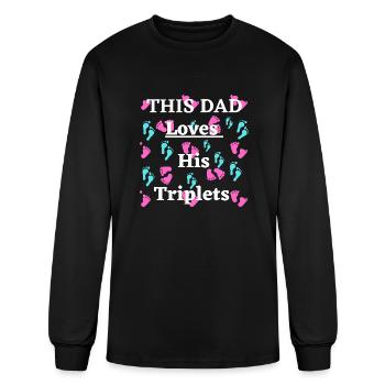 Ce père aime ses triplés - T-shirt à manches longues Homme - noir - Devant