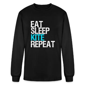 Eat Sleep Kite Repeat Kitesurfing - Men's Long Sleeve T-Shirt - black - Front