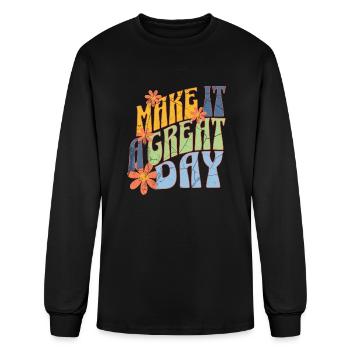 Retro Make It A Great Day - Men's Long Sleeve T-Shirt - black - Front