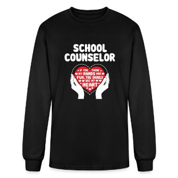 School Counselor Heart Hands Counseling - Men's Long Sleeve T-Shirt - black - Front