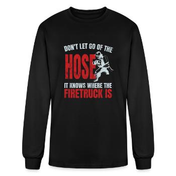 Funny Firefighter Firefighting Gift For Men Hose - Men's Long Sleeve T-Shirt - black - Front