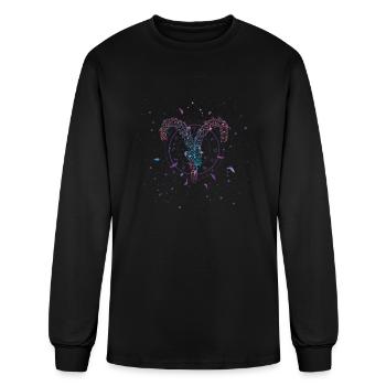 Floral Zodiac Sign - Men's Long Sleeve T-Shirt - black - Front