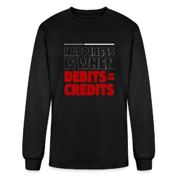 Happiness Is When Debits Credits Accountant Funny - Men's Long Sleeve T-Shirt - black - Front