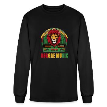 Lion de musique reggae - T-shirt à manches longues Homme - noir - Devant