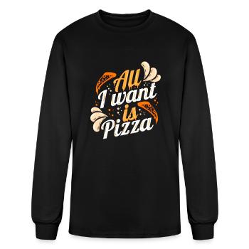 A Nice Peperoni Tomato Olives Salami Pizza - Men's Long Sleeve T-Shirt - black - Front