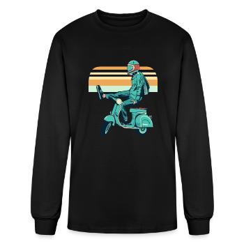vintage scooter stunt - Men's Long Sleeve T-Shirt - black - Front